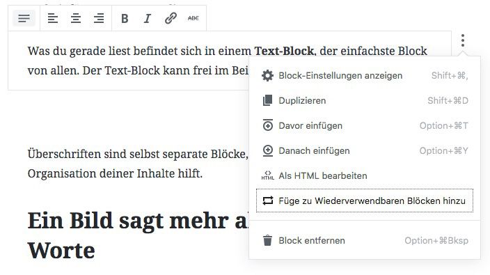 The Gutenberg Editor works with easy and intuitive blocks