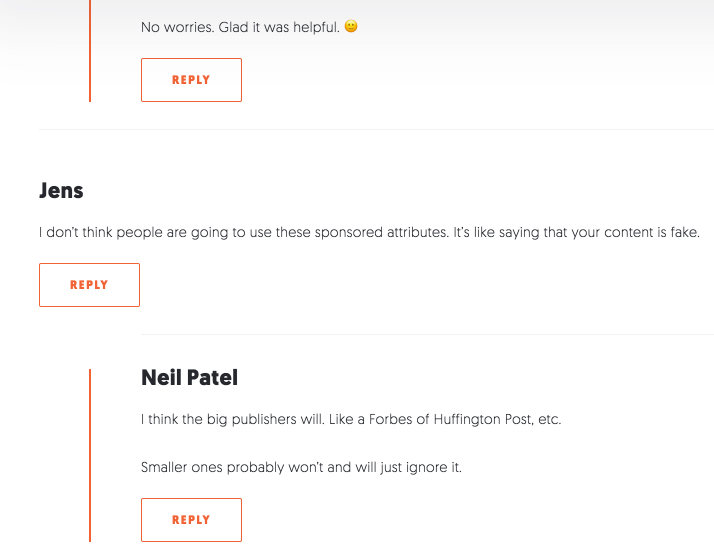 Neil Patel Blog comments