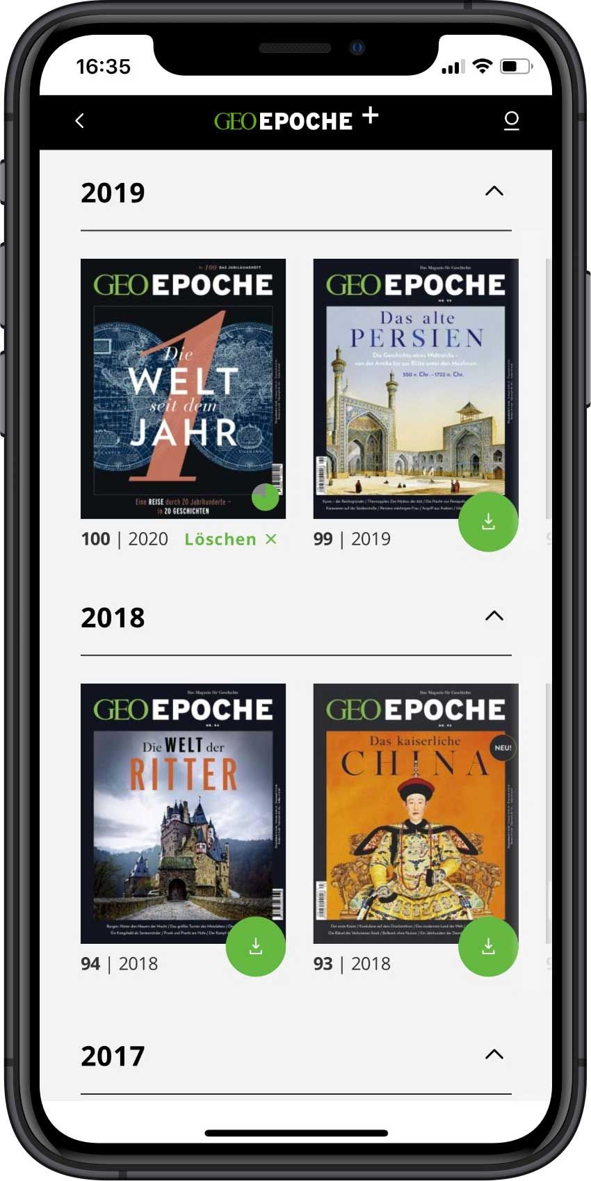 Geo Epoche's new newsstand with progressive loading