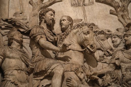 EN96Y0 Monument in honour of Marcus Aurelius (161-180 AD). 2nd C.  Submission of the barbarians. Relief from a triumphal arch.
