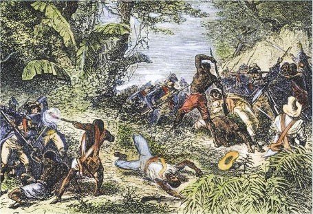 DER AUFSTAND gegen die Dänen entbrennt auf der Karibikinsel St. Jan, wo rund 100 Sklaven über die Plantagenbesitzer herfallen. Die Franzosen schicken schließlich Soldaten zur Hilfe (hier ein späterer Sklavenaufstand auf Saint Domingue, 1791)