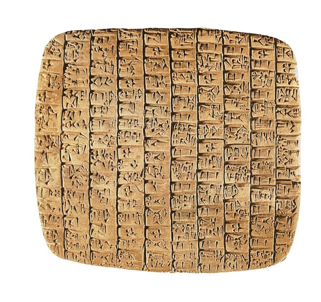 EBLA, UM 2350 V. CHR. Im Lauf der Jahrhunderte breitet sich die um 3300 v. Chr. in Uruk erfundene Schrift im gesamten Vorderen Orient aus. Speziell ausgebildete Schreiber drücken nun etwa im syrischen Ebla keilförmige Zeichen in Tafeln aus weichem Ton