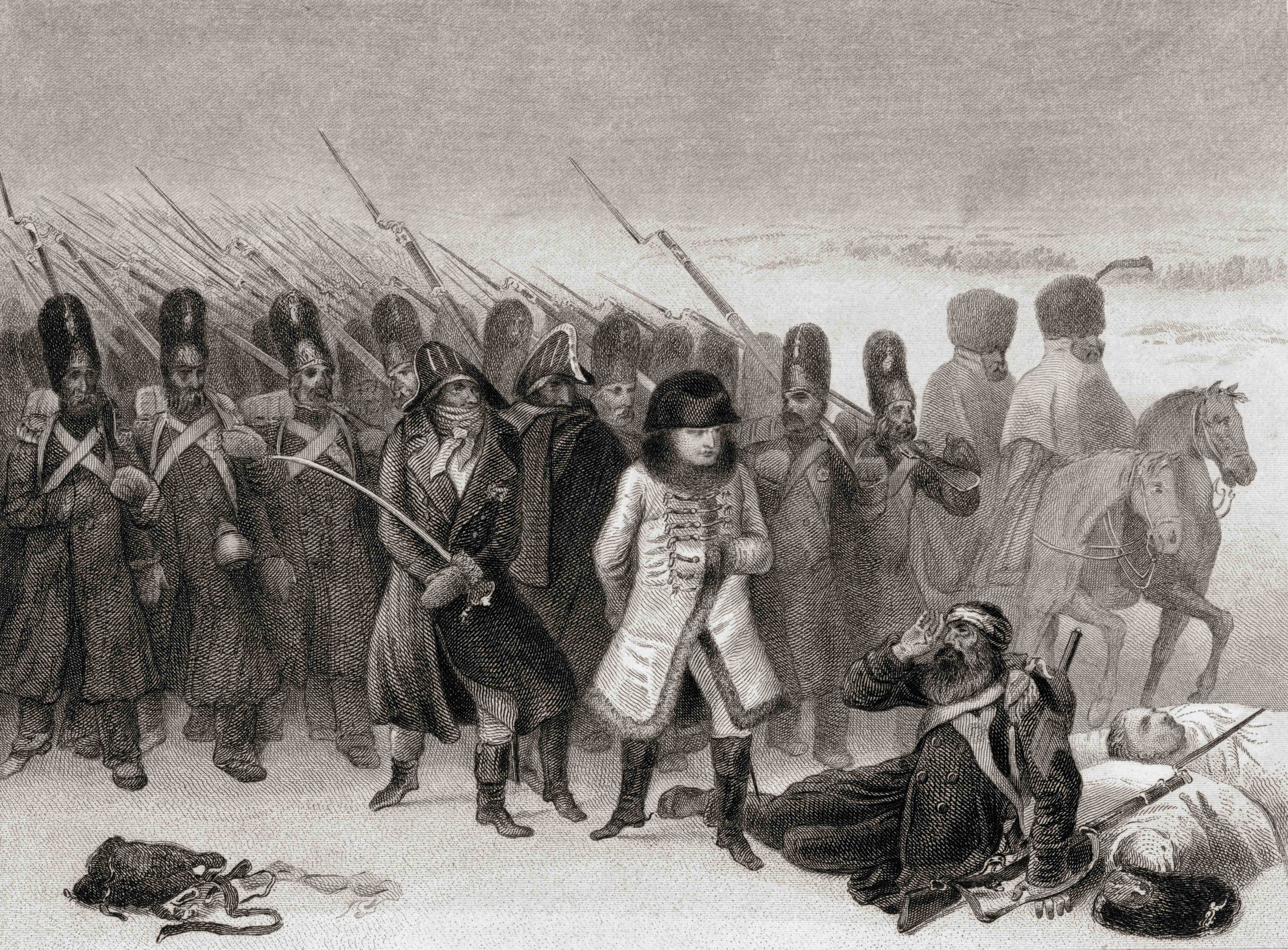 Napoleon¬¥s retreat from Russia, 1812. Napoleon Bonaparte, 1769-1821. Emperor of the French. Drawn by Raffet, engraved by J. Smith.