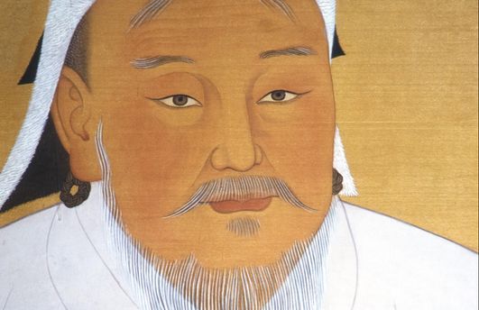 Gemälde, das (Dschingis) Khan darstellt, Erdene Zuu-Kloster, Karakorum, Mongolei, Asien
