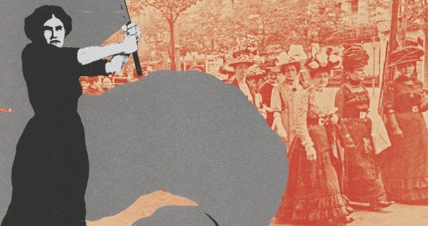 KÄMPFERISCH SCHWINGT die gezeichnete Vorstreiterin auf einem Plakat der Frauenbewegung von 1914 ihre Fahne. Die Aktivistinnen im Kaiserreich organisieren vereinzelt Demonstrationen (rechts) – vor allem aber setzen sie sich mit Zeitungsartikeln und in einer Vielzahl von Vereinen für ihre Forderungen ein